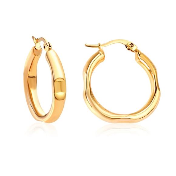 NEW 18K yellow gold plated hoop earrings jewelry B28A - Picture 3 of 6